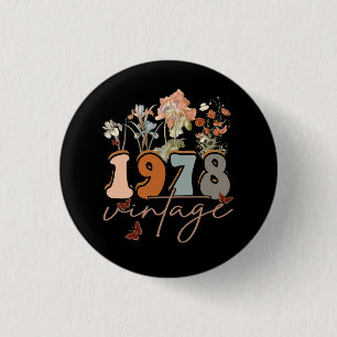 T-Shirt zum 45. Geburtstag für Frauen Vintage 1978 Button