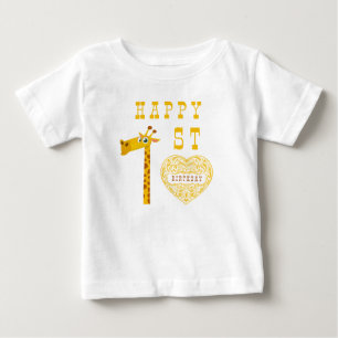 T-Shirt zum ersten Geburtstag mit Giraffenherz