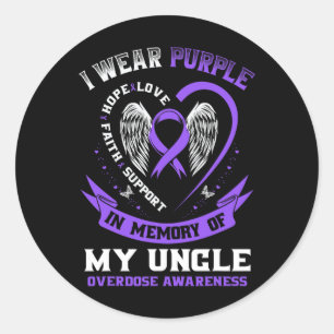 T-Shirt zum Gedenken an Onkel Purple gegen Überdos Runder Aufkleber