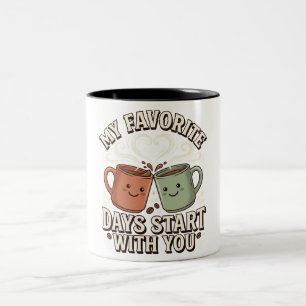 T-Shirt zum Tag des besten Freundes: Süßes Kaffee- Zweifarbige Tasse