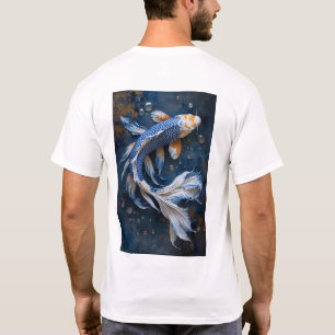 T - Shirt zum Zen-Teich von blauem und weißem Koi
