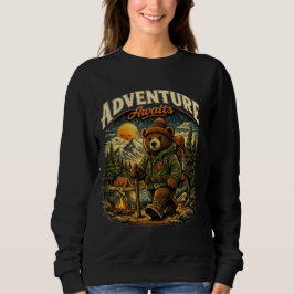 T-ShirtAbenteuer warten Vintage-Bär-Wandern-Hoodie Sweatshirt