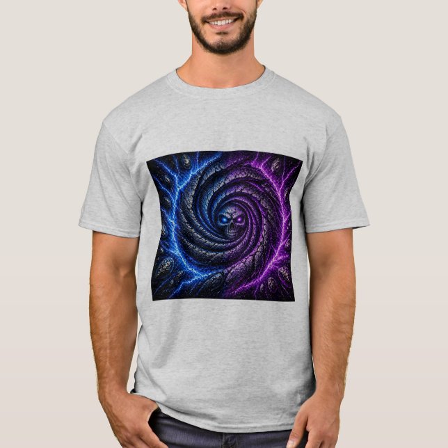 T-ShirtFeuer vs Eis Totenkopf-Wirbel Optische Illu T-Shirt (Vorderseite)