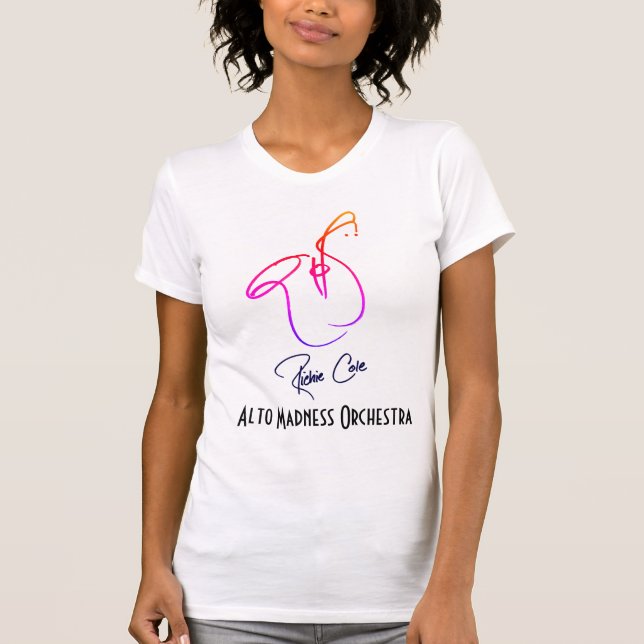 T - Shirtkunst der Frauen durch Jazz Saxophonist T-Shirt (Vorderseite)