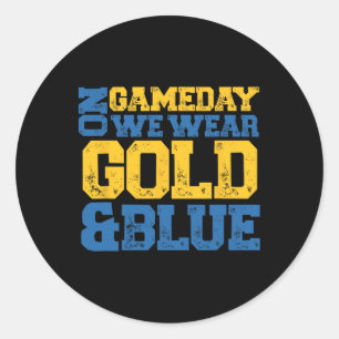 T-Shirts der Blue and Gold Game Day Group für High Runder Aufkleber