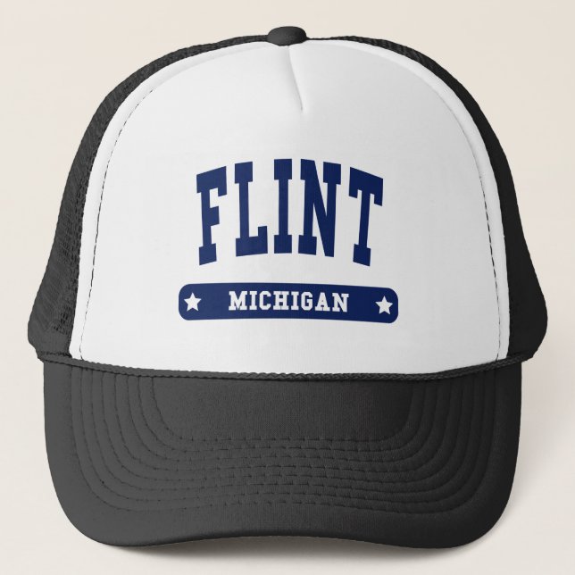 T-Shirts der Uni Flint Michigan Truckerkappe (Vorderseite)