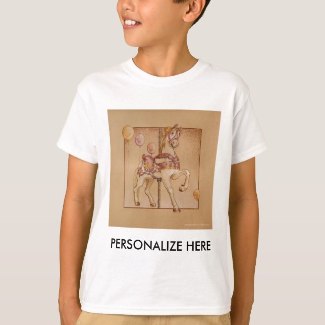 T-Shirts für Kinder - Lila Pony Carousel (Vorderseite)