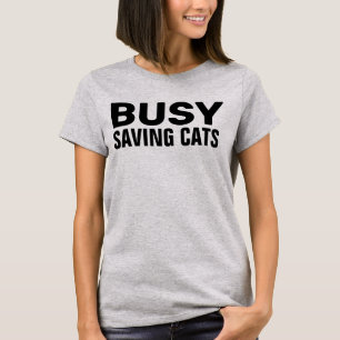 T-SHIRTS MIT MOTIV BUSY SAVING CATS (KATZENRETTUNG