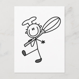 T-Shirts mit Stockfigur-Koch mit Schneebesen Postkarte
