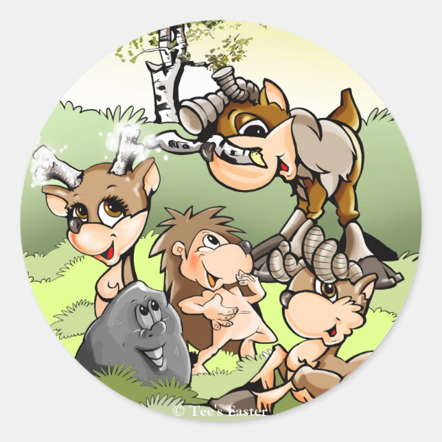 T-Shirts Osterkleber Runder Aufkleber (Vorderseite)