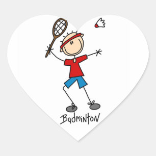 T-Shirts und Geschenke für Badminton-Spieler Herz-Aufkleber