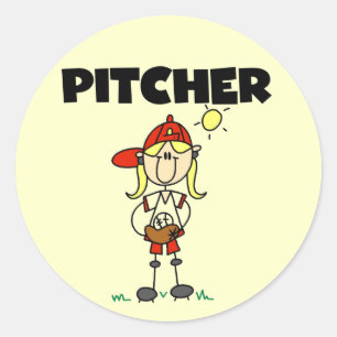 T-Shirts und Geschenke für Mädchen-Pitcher Runder Aufkleber