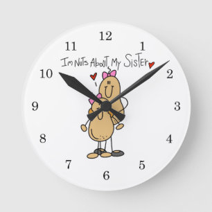 T-Shirts und Geschenke für Nüsse über meine Schwes Runde Wanduhr