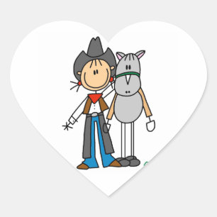 T-Shirts und Geschenke mit Cowgirl und Pferd Herz-Aufkleber