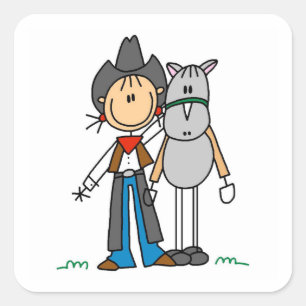 T-Shirts und Geschenke mit Cowgirl und Pferd Quadratischer Aufkleber