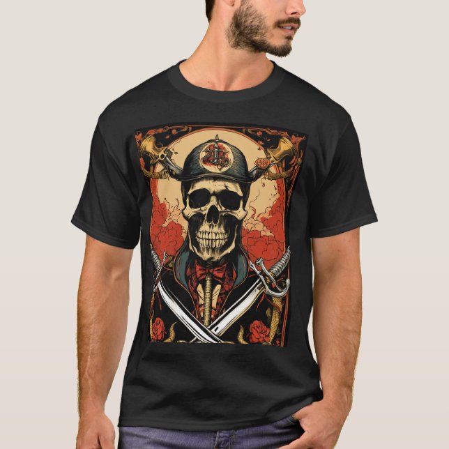 T-ShirtStilvoller Black Skeleton T - Shirt für Spo (Vorderseite)