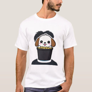 T-ShirtSüßer Cartoon-Hund sitzt in einem gefüllten T-Shirt