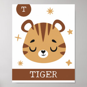 T steht für Tiger, Kinderzimmer, Schlafzimmer, Kin Poster