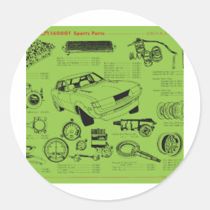 TA22 Celica Tosco Ersatzteilplakat Runder Aufkleber