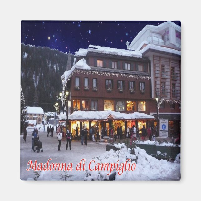 TAA035 MADONNA DI CAMPIGLIO mit Schnee - Kühlschra Magnet (Vorne)