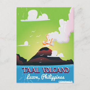 Taal Volcano Vulkan Philipp Vintage Reiseplakat Postkarte