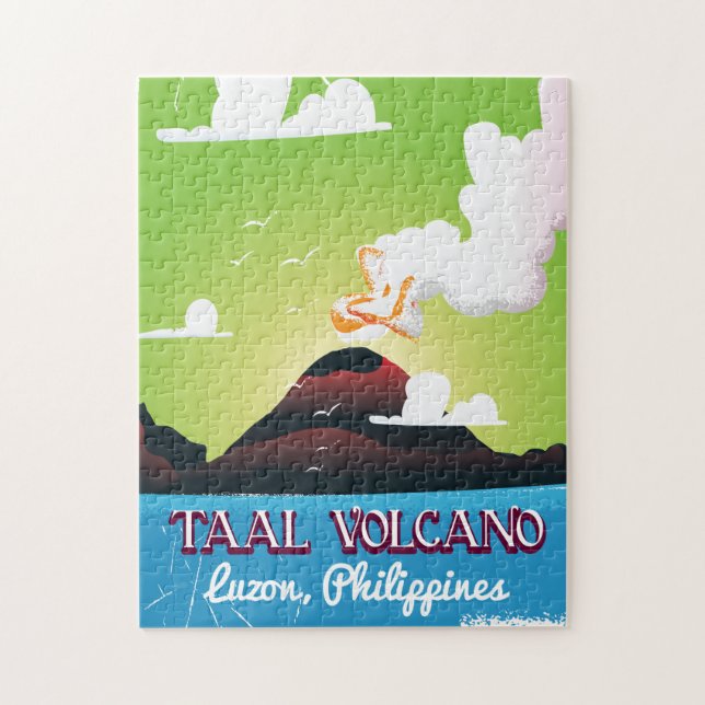 Taal Volcano Vulkan Philipp Vintage Reiseplakat Puzzle (Vertikal)