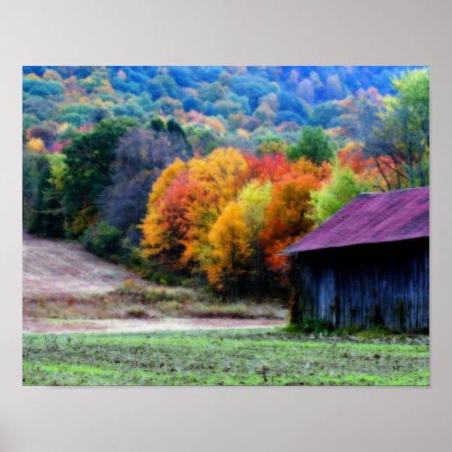 Tabak Barn Fall Foliage Art Orton Poster (Vorne)