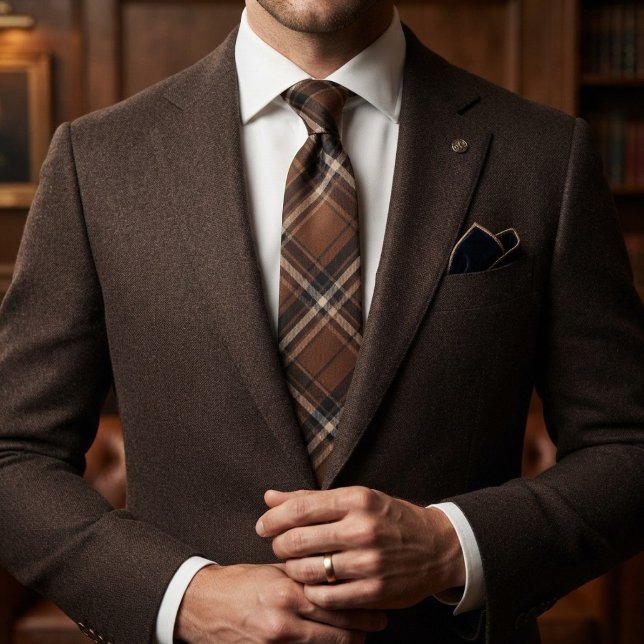 Tabakbraun Heritage Plaid Krawatte (Von Creator hochgeladen)