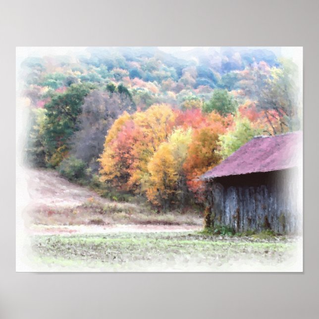 Tabakstall Fall Foliage Foto Malerei Poster (Vorne)