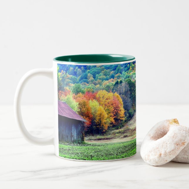 Tabakstall Fall Foliage Personalisiert Zweifarbige Tasse (Mit Donut)