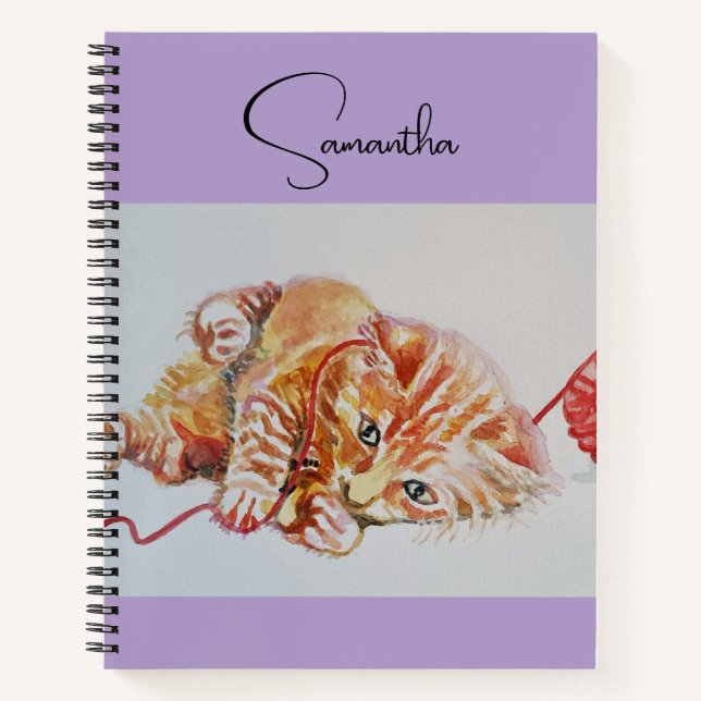 Tabbtabellen Niedlich Katzen Aquarell Notebook Notizbuch (Vorderseite)
