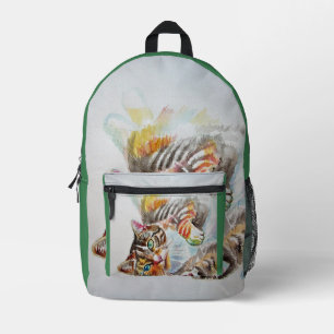 Tabbtabellen Niedlich Katzen Aquarellkunst Bedruckter Rucksack