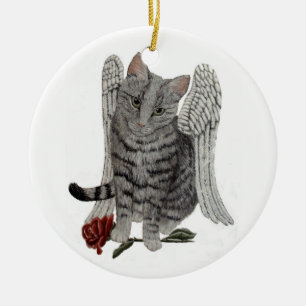 Tabby Angel Cat Ornament