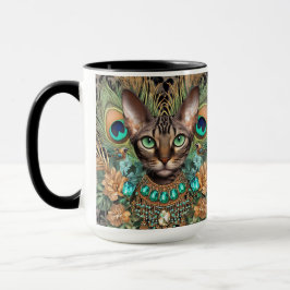 Tabby Bengalisch Cat Floral Art Tasse