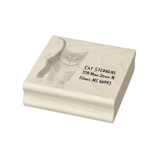 Tabby Benutzerdefiniert Holz-Briefmarke mit Text Gummistempel