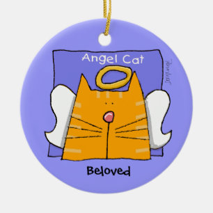 Tabby Cat Angel Keepake Keramikornament