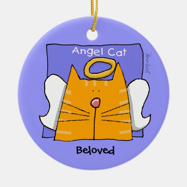 Tabby Cat Angel Keepake Keramikornament (Vorne)