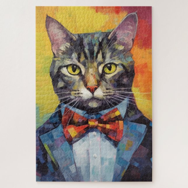 TABBY CAT ART FUNNY NIEDLICH JIGSAW PUZZLE (Vertikal)