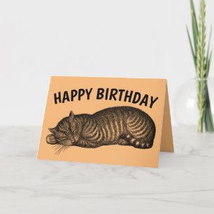 TABBY CAT ART NICKERCHEN, ESSEN CAKE, GEBURTSKARTE KARTE