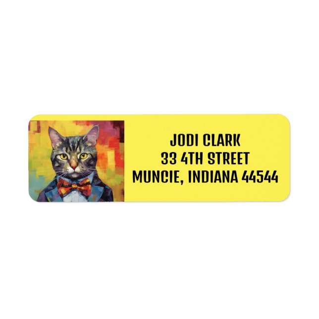 TABBY CAT ART RÜCKSENDEADRESSEN-AUFKLEBER (Vorne)