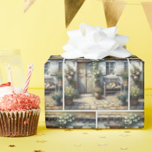 Tabby Cat Auf der alten Bank Geschenkpapier