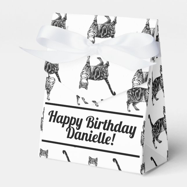 Tabby Cat Black Birthday Cats Cake Fevor Box Geschenkschachtel (Vorderseite)