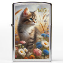 Tabby Cat / Cat Lover Monogram Zippo Lighter