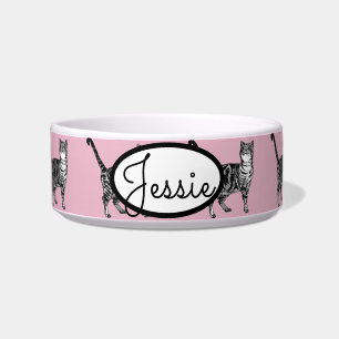 Tabby Cat Cats Animal Pastel Pink Cute PET Name Napf