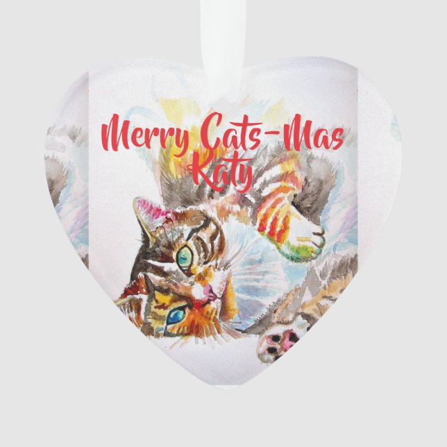 Tabby Cat Cats Merry Christmas Cats-Mus Girls Ornament (Vorderseite)