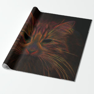 Tabby Cat Design Orange Kupfer Schwarz Foto Kunst Geschenkpapier