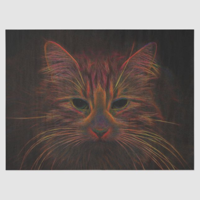 Tabby Cat Design Orange Kupfer Schwarz Foto Kunst Seidenpapier (Vorderseite)