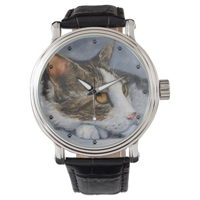 Tabby Cat Fine Art Armbanduhr (Vorderseite)