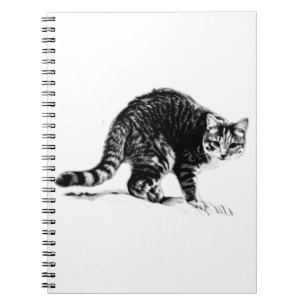 Tabby Cat Full-Body Monochrome Portrait-Notebook Notizblock