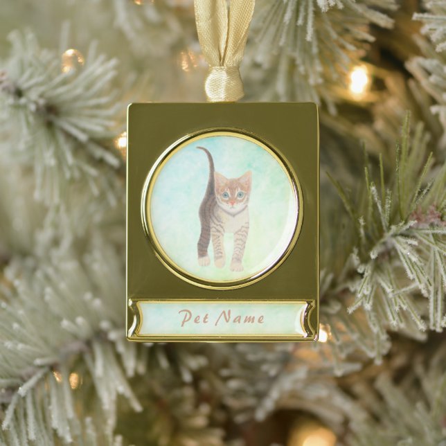 Tabby Cat Gold Tone Ornament (Baum)